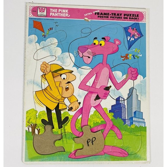 Vintage 1978 Pink Panther Frame Tray Puzzle Whitman Cardboard Toy Retro Kite - Picture 4 of 10